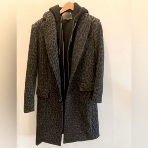 R13 Oversized Leopard Coat with attached hoodie